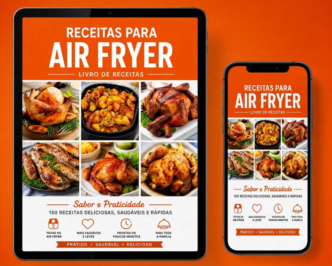 Mockup do ebook 150 Receitas Air Fryer
