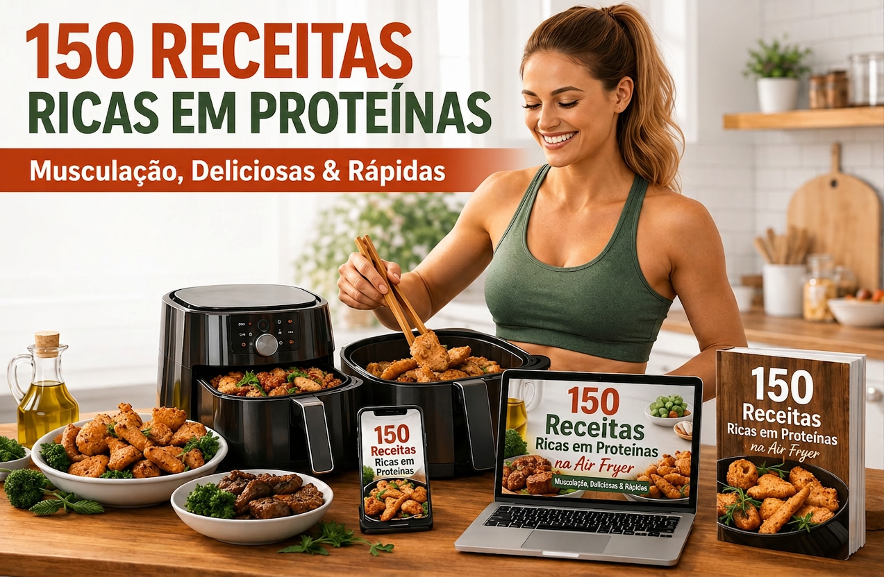 150 Receitas Ricas em Proteínas na Air Fryer